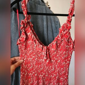 Red floral Bodycon ruffled mini dress